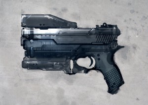 Speed_painted_sci_fi_pistol_by_torvenius